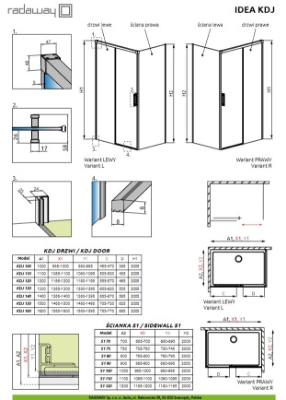 Picture of Shower enclosure Idea KDJ 120Lx80, h-2000mm, chrome profile, transparent glass