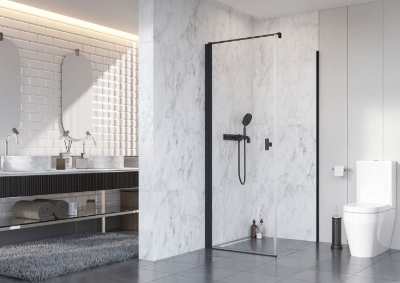 Picture of Shower enclosure Nes Black KDJ I 100x100 cm, h-2000mm, black profile, transparent glass, left side