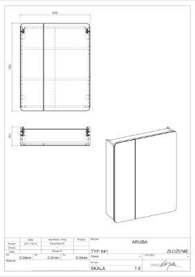 Picture of Mirror cabinet Aruba 841, 60cm