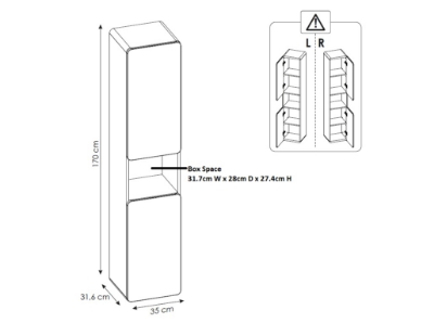 Picture of High cabinet Aruba White 800, 35 cm