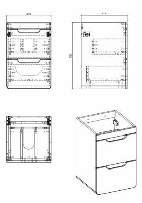 Picture of Bathroom cabinet Aruba White 823, 40 cm (for washbasin 710007)