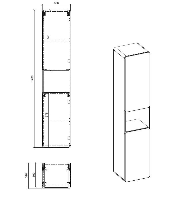 Picture of High cabinet Aruba Cosmos 800, 35 cm