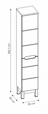 Изображение Пенал Bali White 804, с корзиной для белья, 35 см