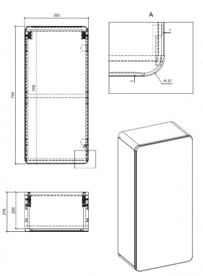 Picture of Side cabinet Aruba White 830, 35 cm, upper