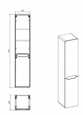 Picture of High cabinet Aruba White 804, with laundry basket, 35 cm