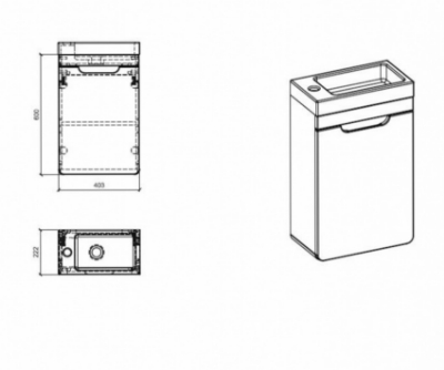 Picture of Bathroom cabinet Aruba Craft 826, 40 cm (for washbasin 710037)