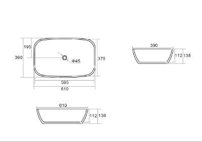 Picture of Countertop washbasin Megi 600 mm, matt white