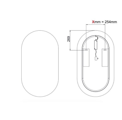 Picture of Mirror Apollo 2 Gold 900x500, with LED light.