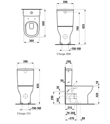 Attēls Pods Lua Rimless ar SC vāku, universāls izvads, pievads no apakšas, balts