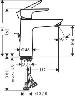 Picture of Talis E Single lever basin mixer 110 with pop-up waste set