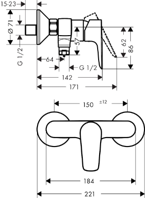 Picture of Talis E Single lever shower mixer for exposed installation