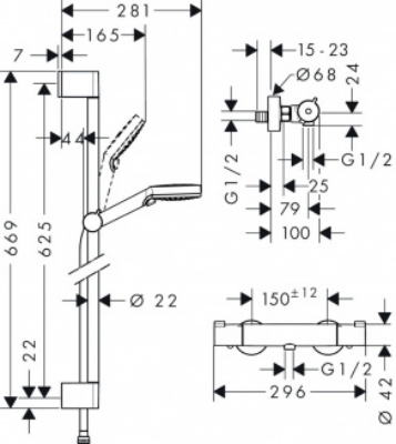 Picture of Shower set Ecostat 1001 CL Combi 0.65