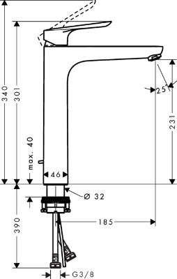 Picture of Basin mixer Logis E 230 with pop-up