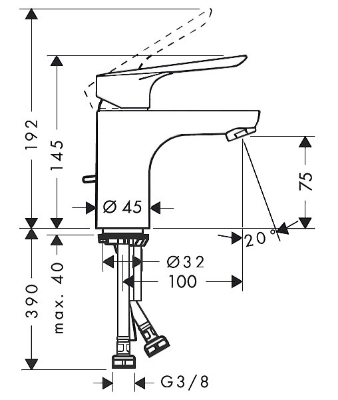 Picture of Logis E 70 Single lever bidet mixer with pop-up waste set