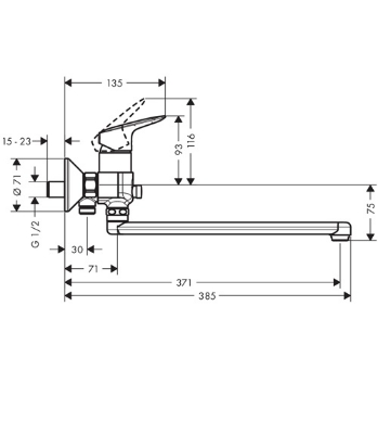 Picture of Bath mixer Logis with a long spout 300mm