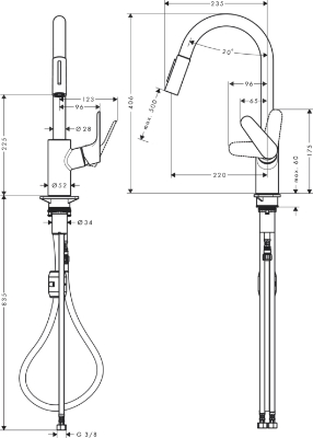 Picture of Focus M41 Single lever kitchen mixer 240, pull-out spray, 2jet