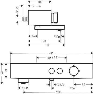 Picture of ShowerTablet Select Bath thermostat 400 for exposed installation