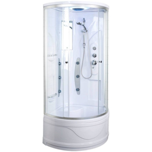 Picture of Massage shower cabin 92x92x217cm, high shower tray, chrome profile, transparent glass