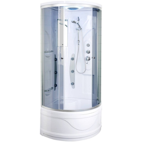 Picture of Massage shower cabin 92x92x217cm, high shower tray, chrome profile, graphite glass