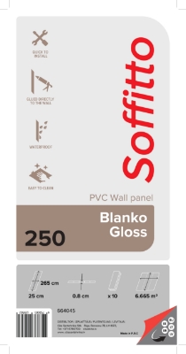 Picture of PVC panel 250 Blanko Gloss, 2.65m x 8.0mm