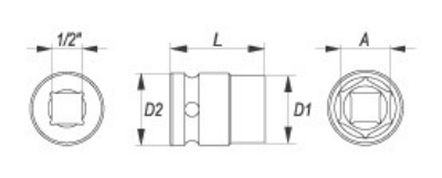 Picture of Hexagonal impact socket 10 mm, 1/2', CrV