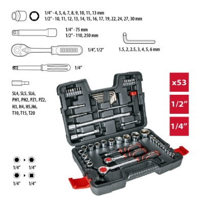 Picture of Tool set 1/4", 1/2" 53 pcs.