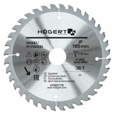 Picture of Circular saw blade D185x30mm,36t