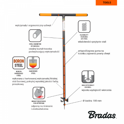 Picture of Garden drill  with hardened boron steel head, D-10cm