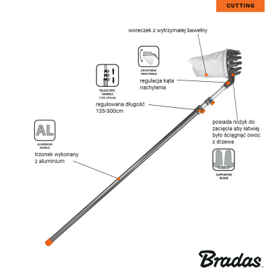 Picture of V-SERIES fruit collector on a 3,75m telescopic handle
