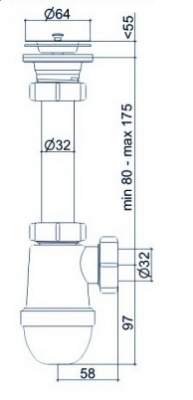 Изображение Сифон с гайкой ANI 1'1/4 x 32mm