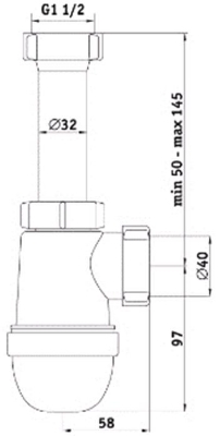 Изображение Сифон  ANI 1'1/2 x 40mm, с гайкой 200mm