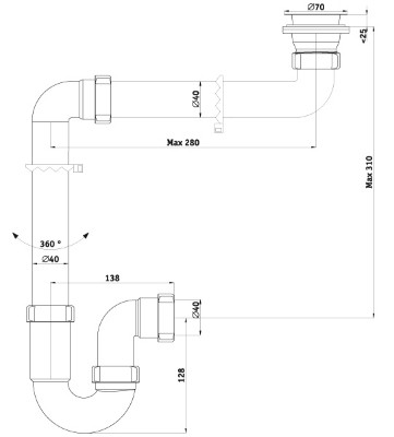 Изображение Сифон 1 1/2"*40, со смещением