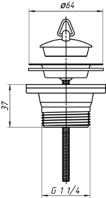 Изображение Слив для раковины 1'1/4 x 65mm, с пробкой