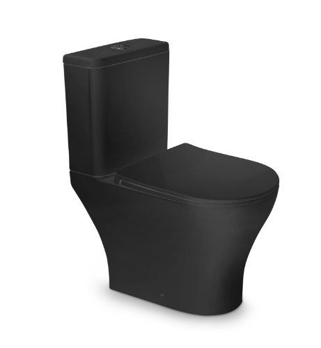 Picture of WC VENTO Harstad Rimless with Soft Close seat Duroplast Soft Close black matt, horisonatal outlet, bottom inlet, 3/6