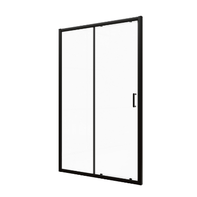 Attēls Dušas durvis VENTO Asti 100X195 cm, stikls 6mm Easy Clean caurspīdīgs, melns profils