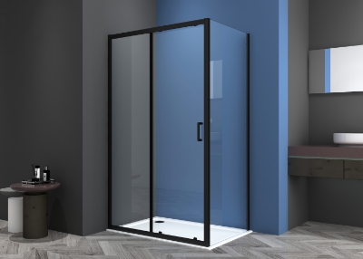 Picture of Shower door VENTO Asti 120X195 cm, clear Easy Clean glass 6mm,  black profile