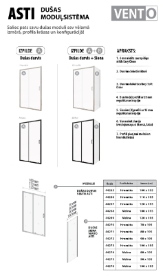 Picture of Shower door VENTO Asti 120X195 cm, clear Easy Clean glass 6mm,  black profile