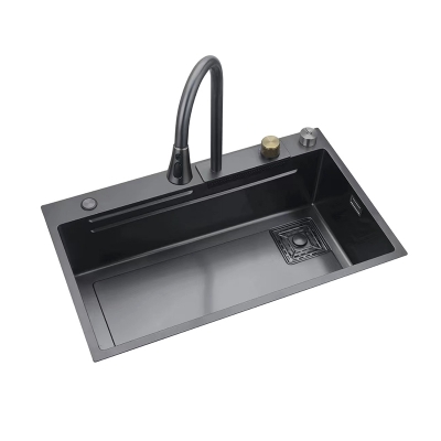 Picture of Multifunctional stainless steel sink VENTO 75X45X22 graphite color topmount