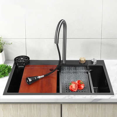 Picture of Multifunctional stainless steel sink VENTO 75X45X22 graphite color topmount