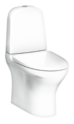 Attēls Tualetes pods Gustavsberg Estetic 8300, universāls izvads, Hygienic Flush, 2/4 l, ar SC/QR vāku, līmēšanai, C+ pārklājums, balts