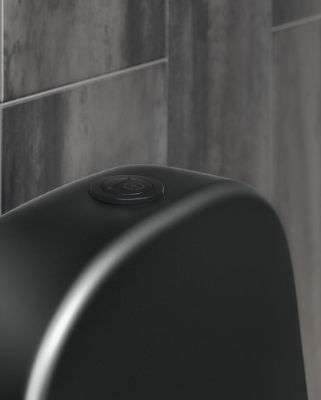 Attēls Tualetes pods Gustavsberg Estetic 8300, universāls izvads, Hygienic Flush, 2/4 l, ar SC/QR vāku, līmēšanai, C+ pārklājums, melns