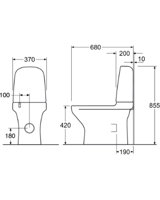 Attēls Tualetes pods Gustavsberg Estetic 8300, universāls izvads, Hygienic Flush, 2/4 l, ar SC/QR vāku, līmēšanai, C+ pārklājums, melns
