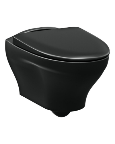 Picture of WC Gustavsberg Estetic 8330 Rimless, wall-mounted, with SC/QR seat cover, C+ coating, black