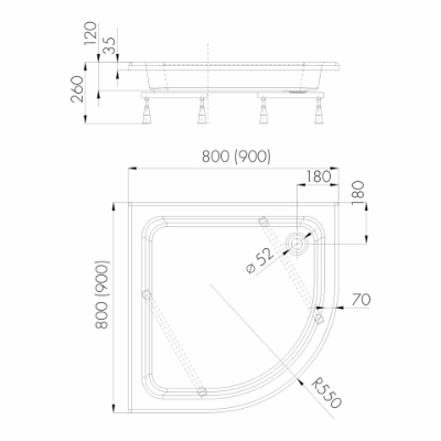 Picture of Shower tray SCHAEDLER Standart M  80x80x26cm R55