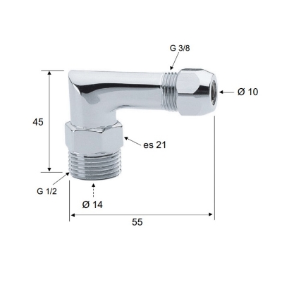 Picture of Elbow 1/2'Mx10 chrome