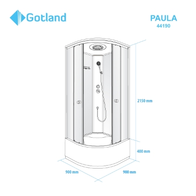 Picture of Shower cabin GOTLAND PAULA 90x90x215cm, high tray